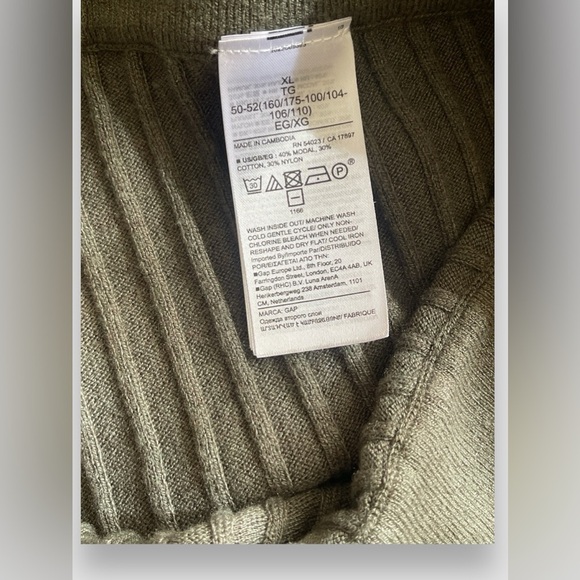 GAP Flare Ribbed Lounge Pants Olive Green Size X-Large Side Slits NWT - Picture 9 of 9